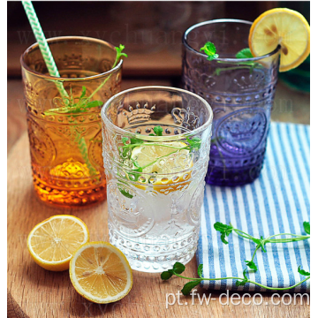 Bebida de vidro de vidro de vidro copos de água em relevo